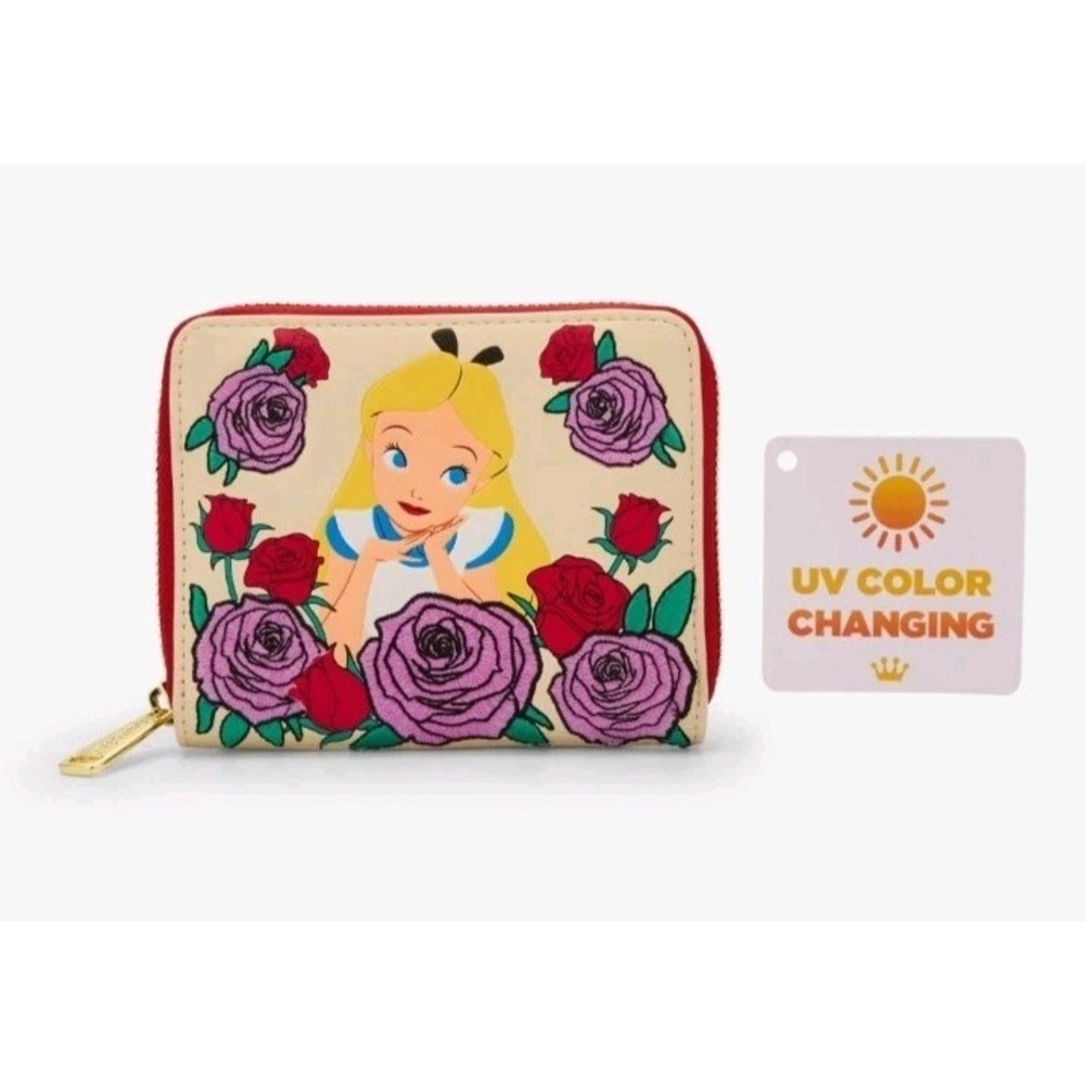 NEW! Loungefly Disney Alice in Wonderland Color Changing ROSES ZIP WALLET!